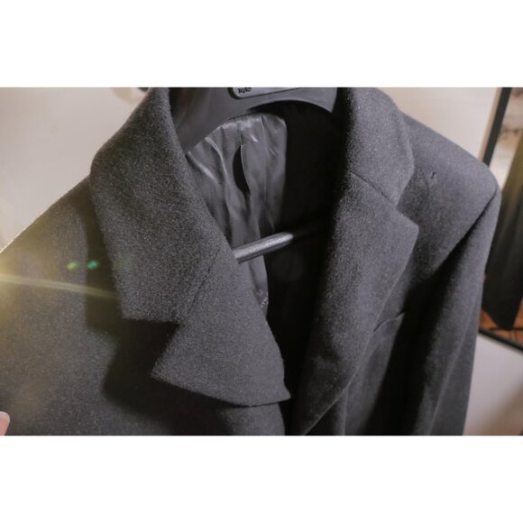 Pierre Cardin Black Cashmere Wool Trench Coat (Size 52R) - Picture 2 of 13